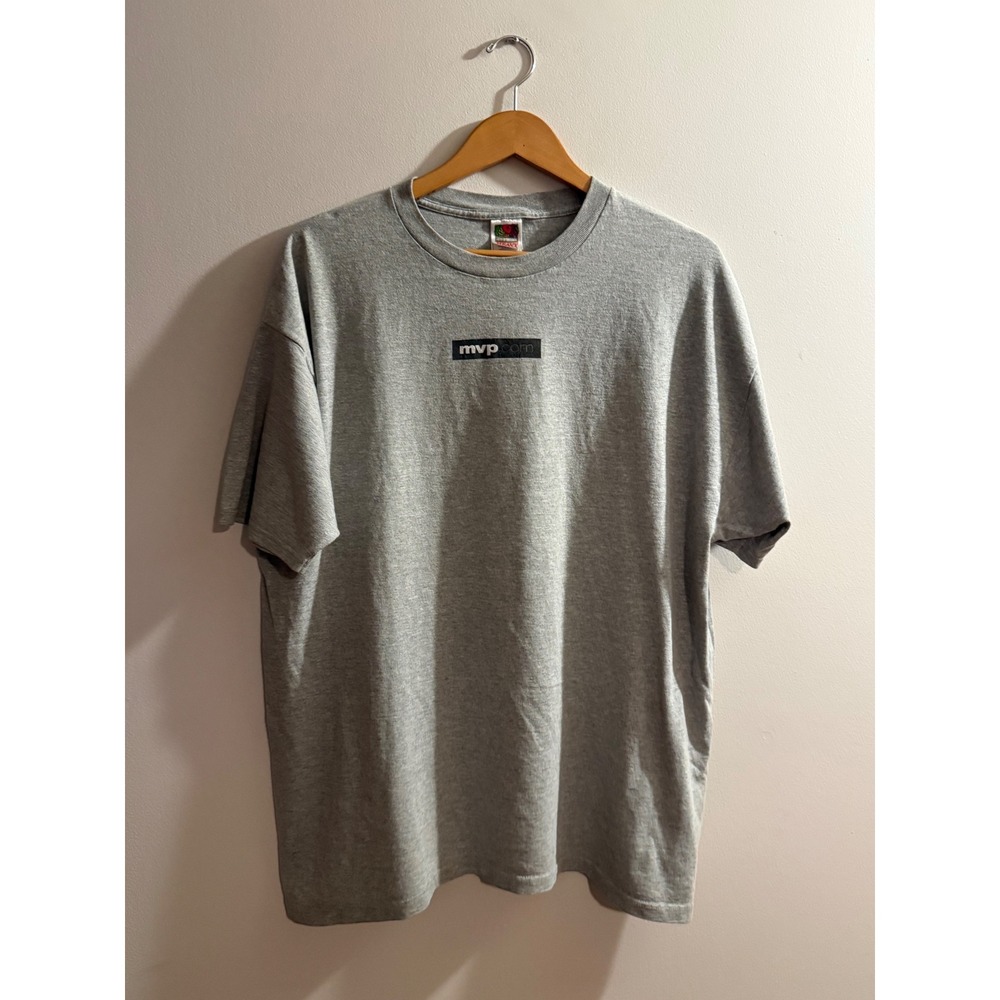 Vintage Fruit of the Loom MVP.com T-Shirt Gray Mens XXL Heavy Cotton Tech Promo